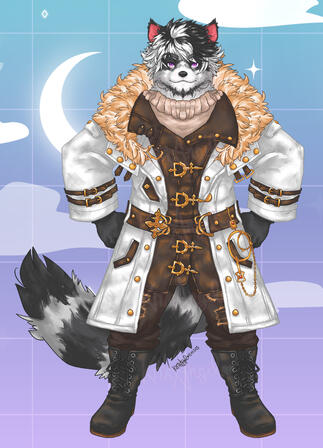 Coon Boi. A sketch of if a Hrothgar in FFXIV was in fact a THICC raccoon instead. Adobe Photoshop CC 2022.