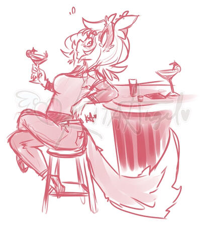 Sitting Pretty. KoiKoi is sitting pretty at the bar, waiting for a friend to show up. Paint Tool SAI.