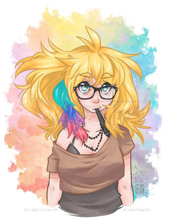 Selfie. A self portrait. Paint Tool SAI.